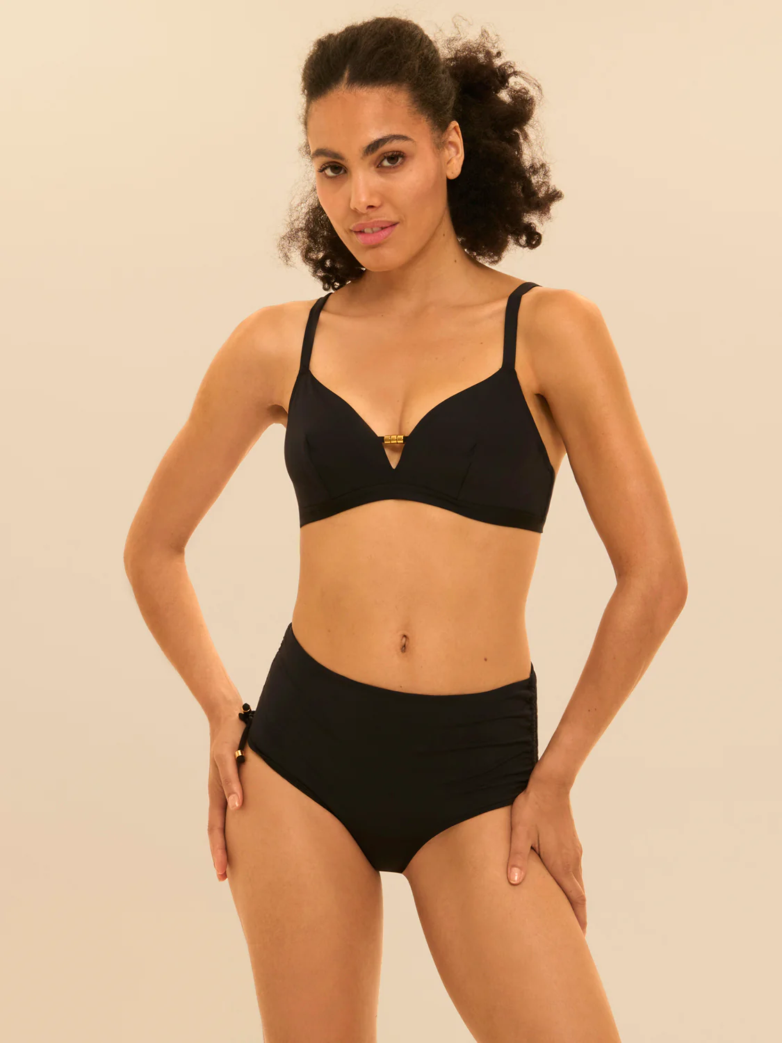Culotte de bain taille haute - Noir - Image 4