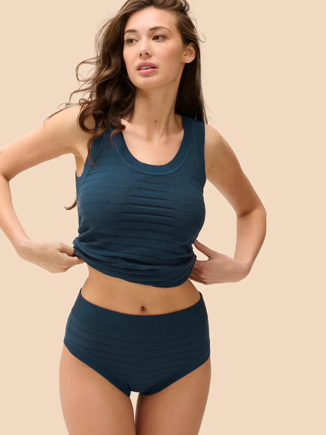 Culotte taille haute - Bleu pétrole - Image 6