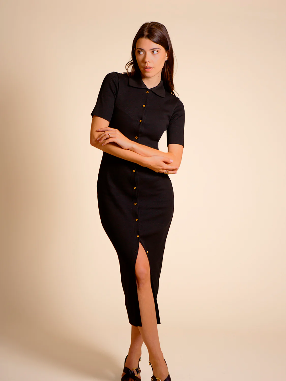 Robe longue - Noir - Image 5