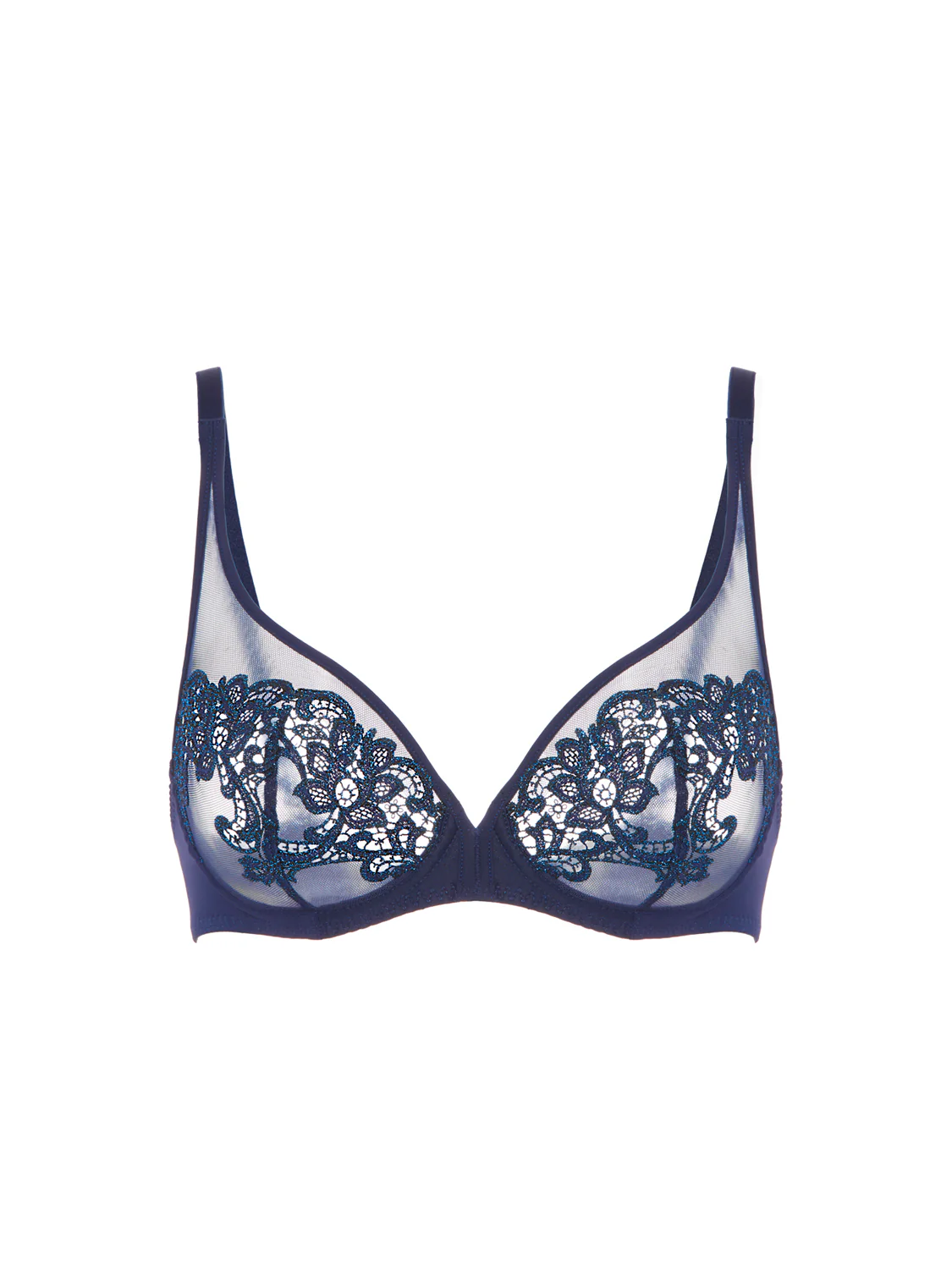 Soutien-gorge avec armature décolleté plongeant - Saphir - Image 6
