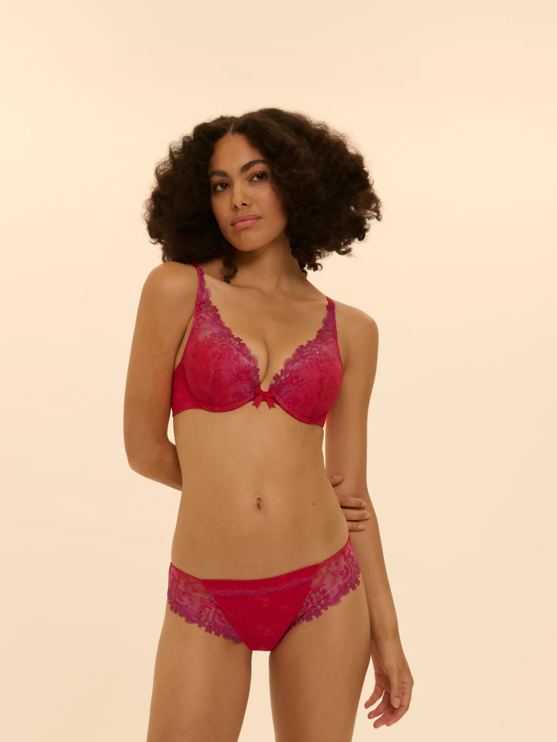 Soutien-gorge push-up décolleté plongeant - Rouge Rainbow - Image 5