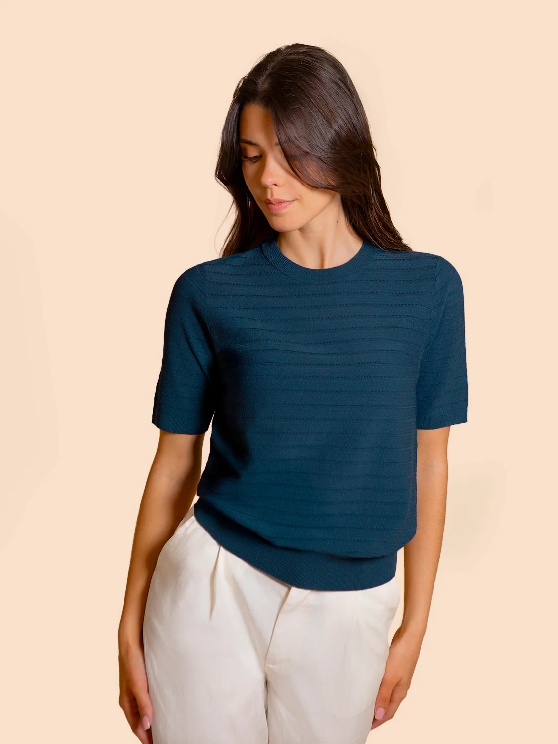 T-shirt manches courtes - Bleu pétrole - Image 3