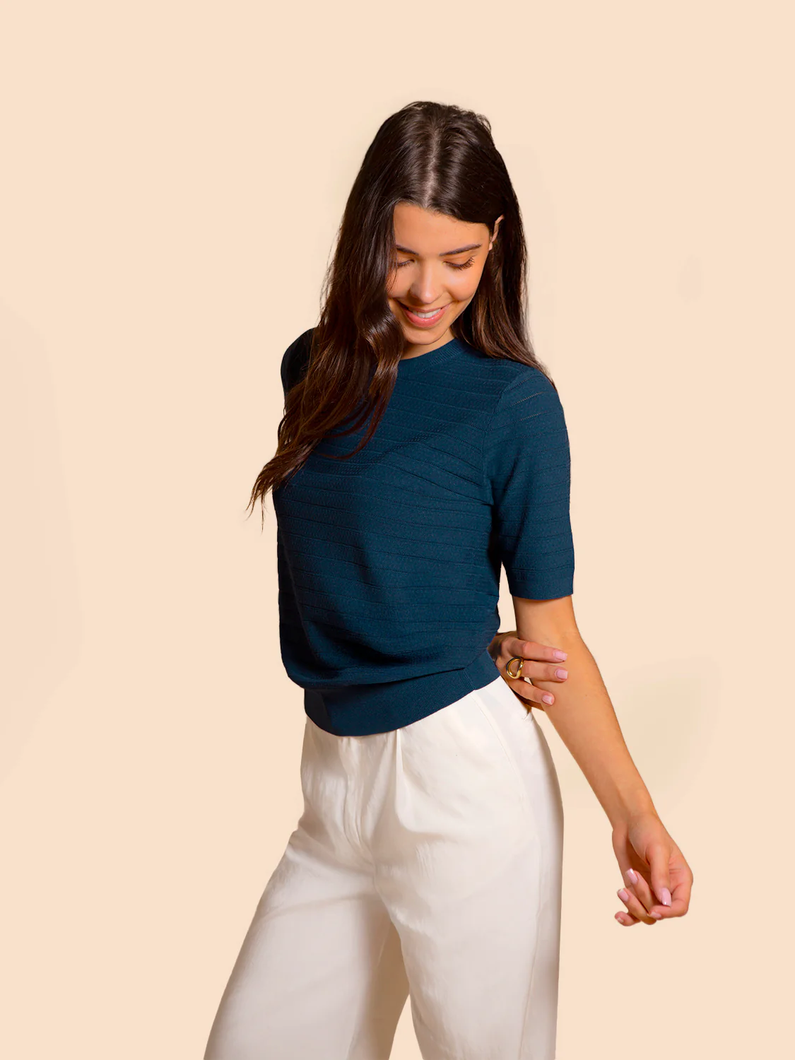 T-shirt manches courtes - Bleu pétrole - Image 4